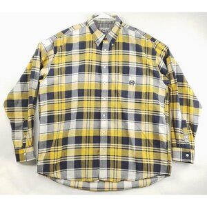 Cinch Shirt Mens XL Black White Yellow Western Plaid Cotton Button-Down Cowboy